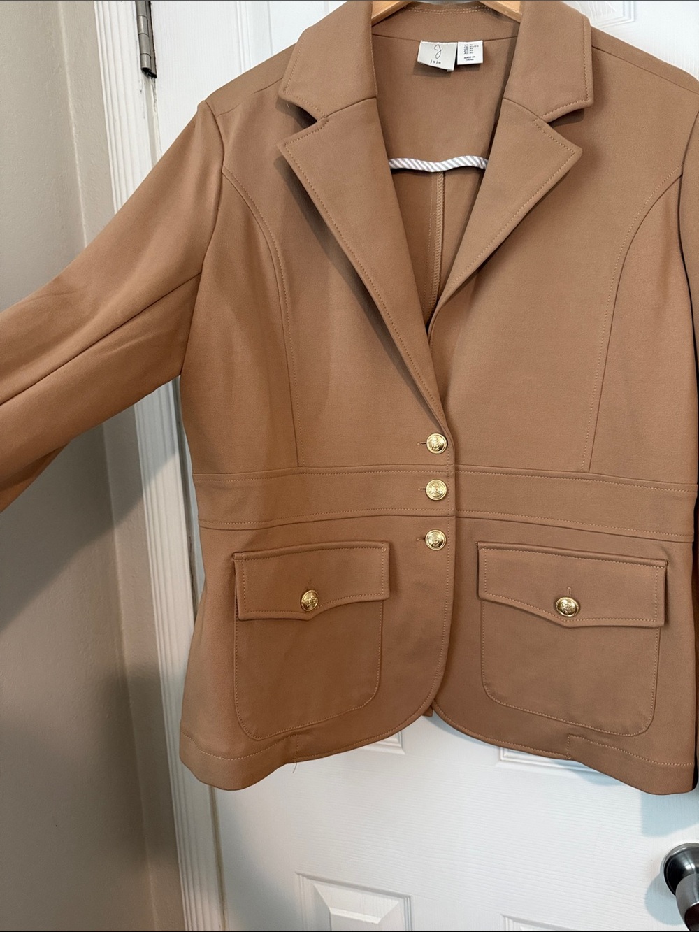 Joie Camel Brown Blazer Jersey with Gold Buttons XL - Picture 7 of 9